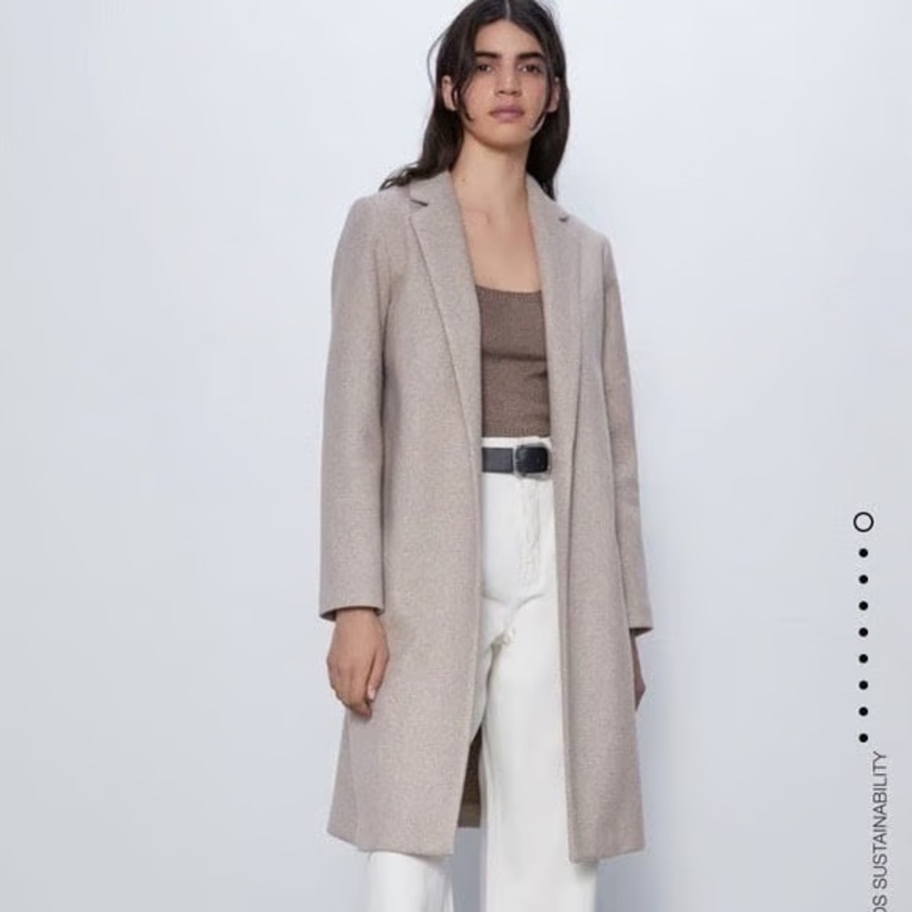 Zara Light Tan / Oatmeal Women's Open Front Coat